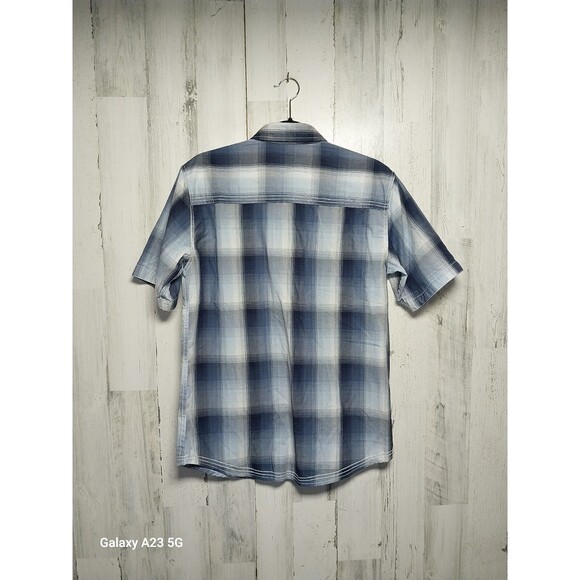 Coastal Western Shirt Mens Small Blue Plaid Short Sleeve Pearl Snap Up Cowboy - Picture 5 of 7
